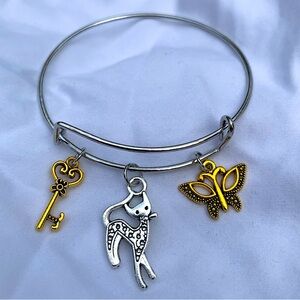 Brand New! Handmade! Adjustable Charm Bangle Bracelet!